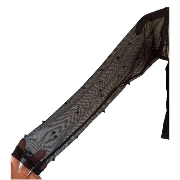 Windsor Womens Black Sheer Sleeve Beaded Corset Top Sz M NEW Goth Whimsigoth - Picture 3 of 9